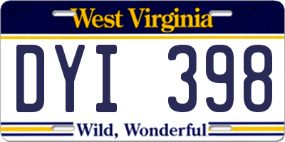 WV license plate DYI398