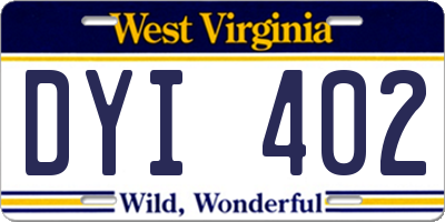 WV license plate DYI402
