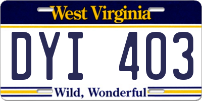 WV license plate DYI403
