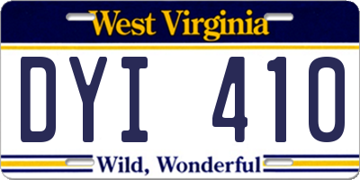 WV license plate DYI410