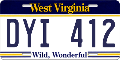 WV license plate DYI412