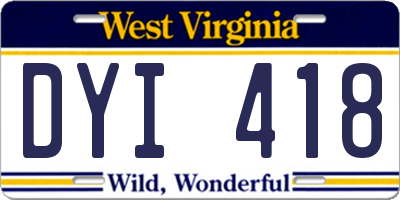 WV license plate DYI418