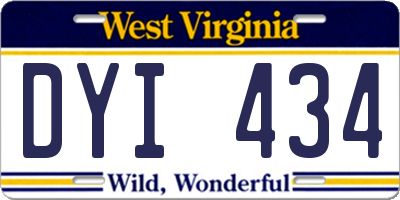 WV license plate DYI434