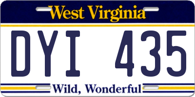 WV license plate DYI435