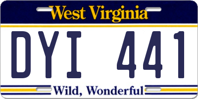 WV license plate DYI441