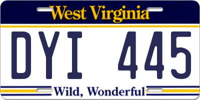 WV license plate DYI445