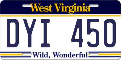 WV license plate DYI450