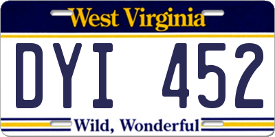 WV license plate DYI452