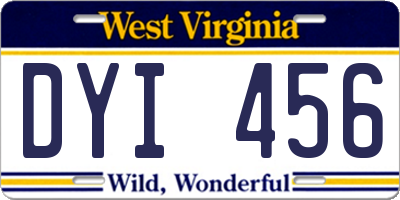 WV license plate DYI456