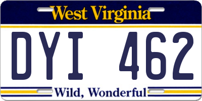 WV license plate DYI462