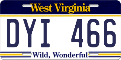 WV license plate DYI466