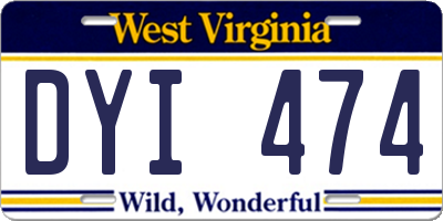 WV license plate DYI474