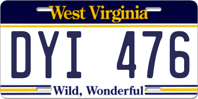 WV license plate DYI476