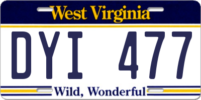 WV license plate DYI477