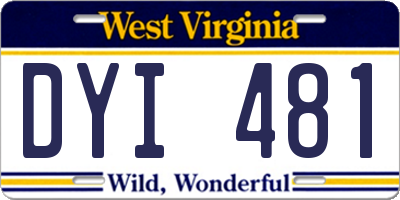 WV license plate DYI481