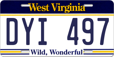 WV license plate DYI497