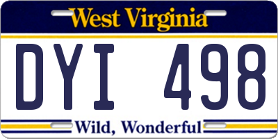 WV license plate DYI498