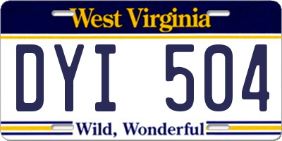 WV license plate DYI504