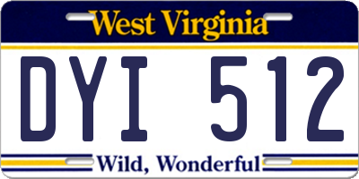 WV license plate DYI512