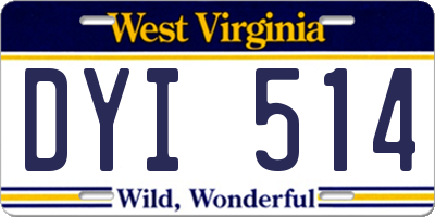 WV license plate DYI514
