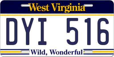 WV license plate DYI516