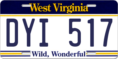 WV license plate DYI517