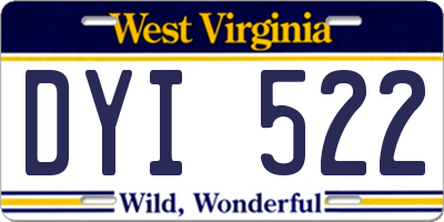 WV license plate DYI522