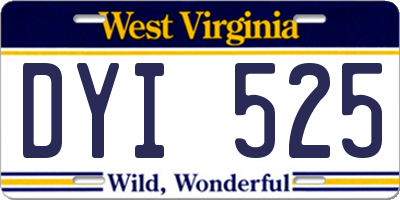 WV license plate DYI525