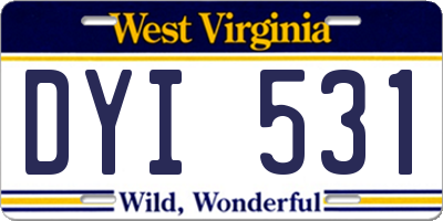 WV license plate DYI531