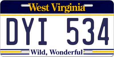 WV license plate DYI534