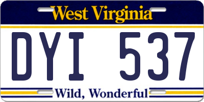 WV license plate DYI537