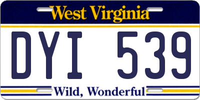WV license plate DYI539
