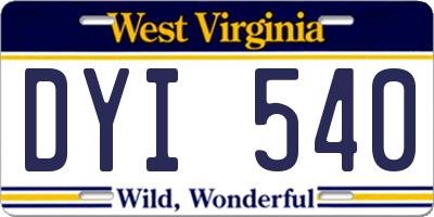 WV license plate DYI540