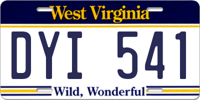 WV license plate DYI541
