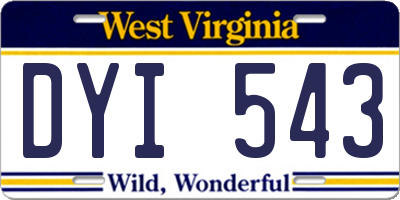 WV license plate DYI543