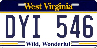 WV license plate DYI546