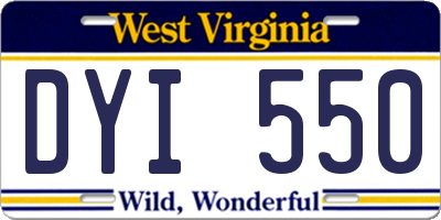WV license plate DYI550