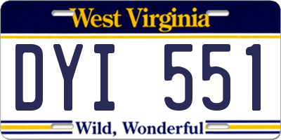 WV license plate DYI551