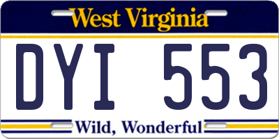 WV license plate DYI553