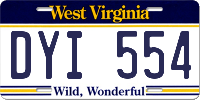 WV license plate DYI554