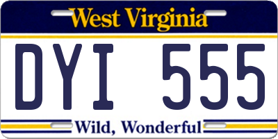 WV license plate DYI555