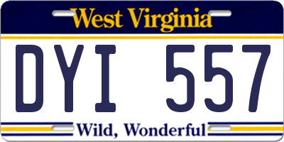 WV license plate DYI557
