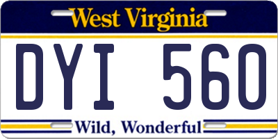 WV license plate DYI560