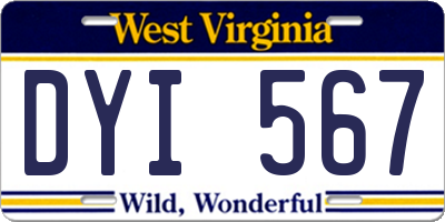 WV license plate DYI567
