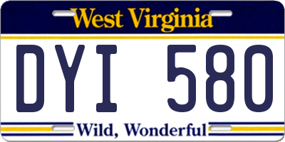 WV license plate DYI580