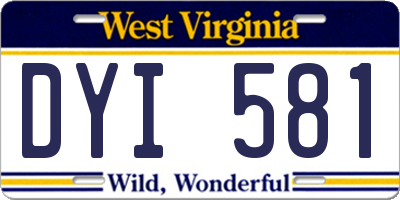 WV license plate DYI581