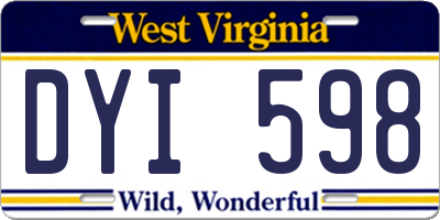 WV license plate DYI598