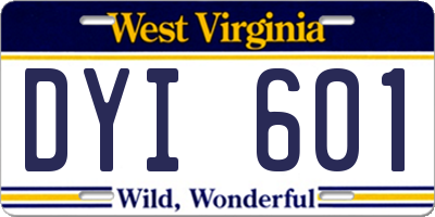 WV license plate DYI601