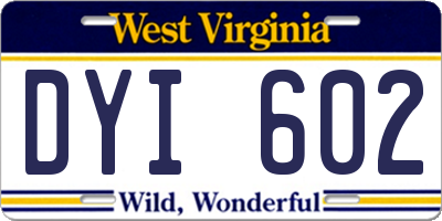 WV license plate DYI602