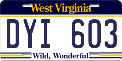 WV license plate DYI603